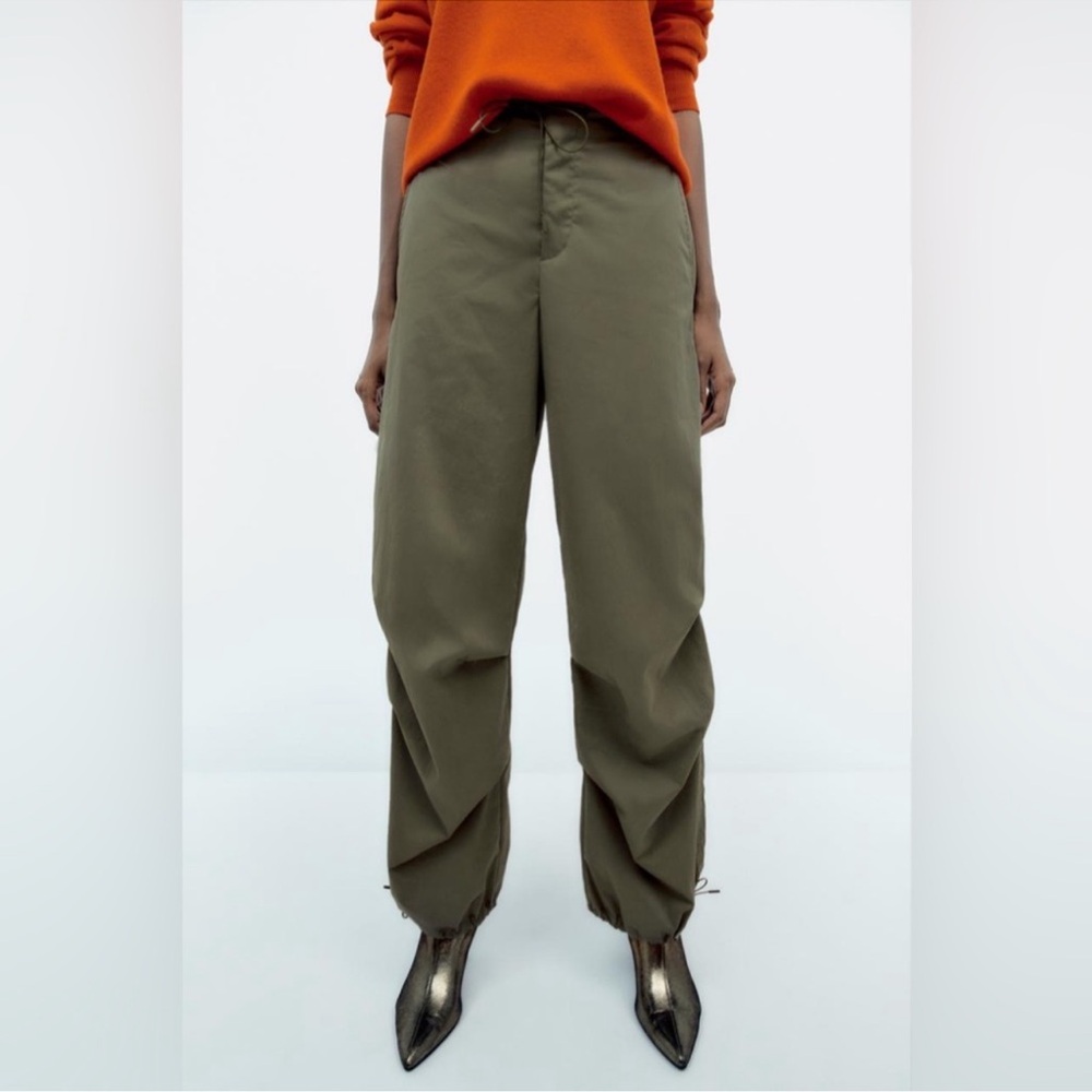 ZARA Parachute Pants in Olive